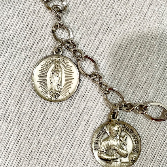 Vintage Sterling Silver 925 Catholic Christian Charm Bracelet Religious Mary - Picture 6 of 11